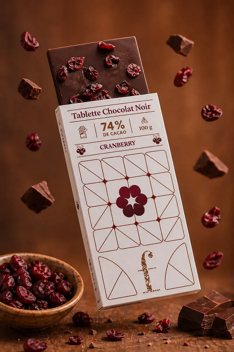 Tablette chocolat noir & cranberries 100g