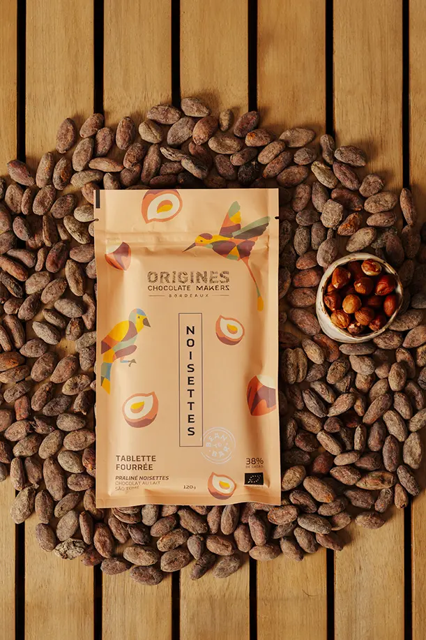 Tablette fourrée chocolat praliné noisettes