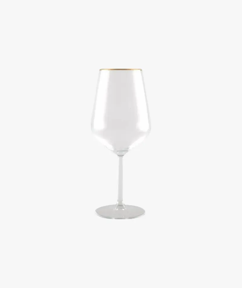 Verre à vin bord doré